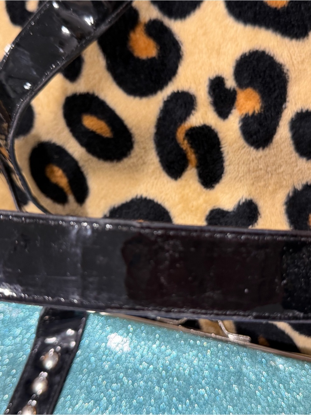 Lux de ville Black and Aqua Patent handbag - Picture 7 of 11